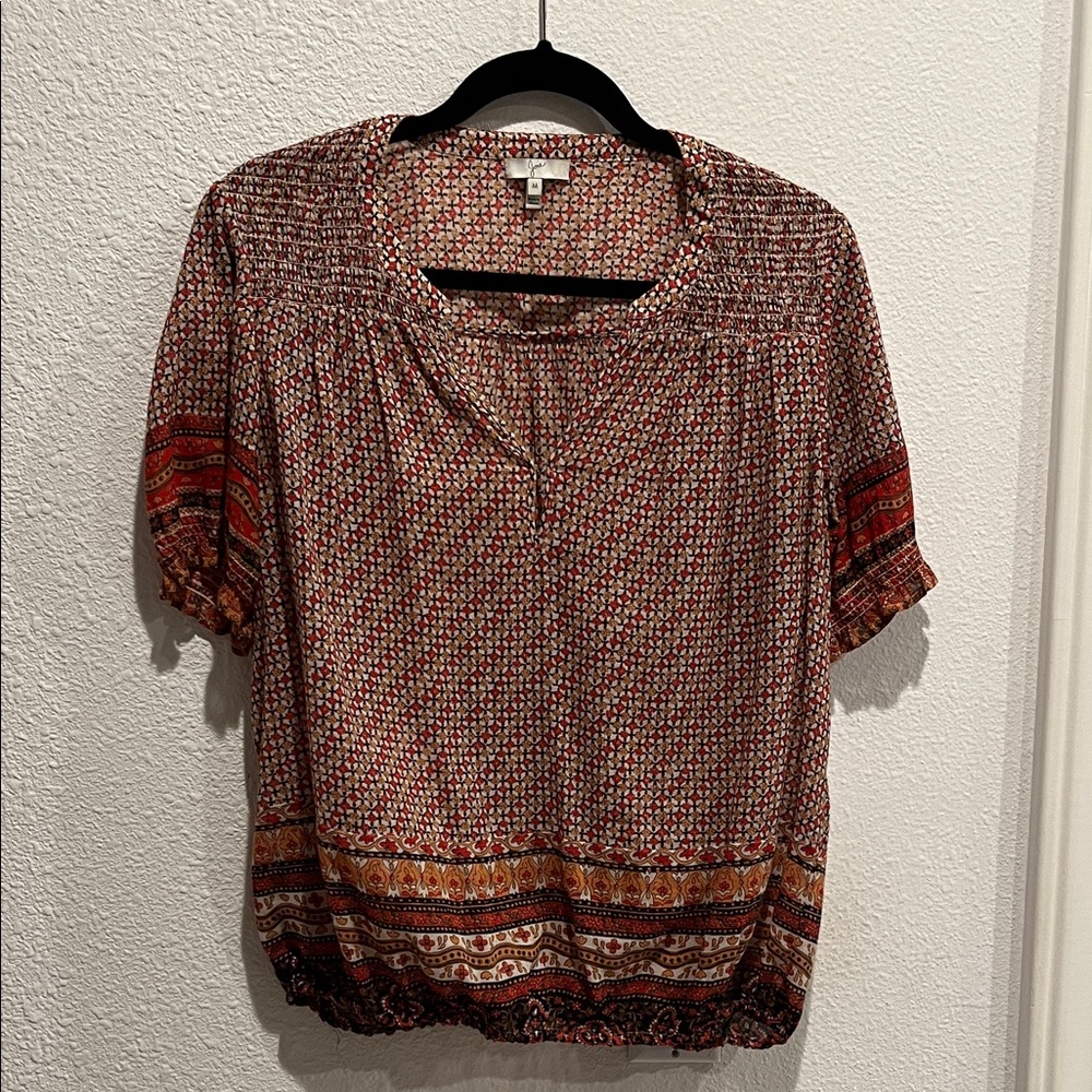 Joie Women's Red Patterned Blouse
